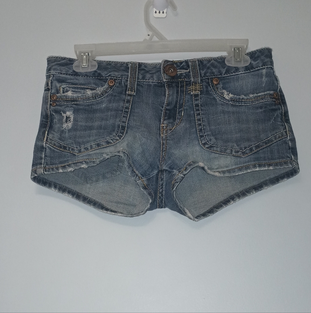Aeropostale Distressed Blue Jean Shorts 3/4